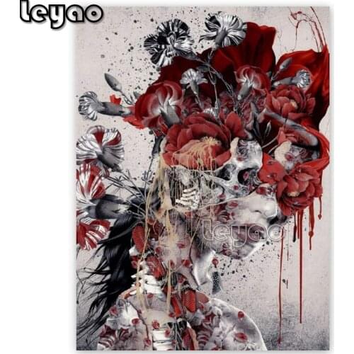 DIY 5D Diamond Embroidery Flower Skull Diamond Mosaic New Queen of Skulls Round Diamond Painting Cross Stitch Kits Home Decor