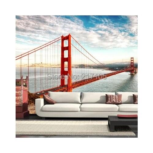 Free shipping the golden gate bridge scenery city large murals The sitting room sofa bedroom TV background wall paper