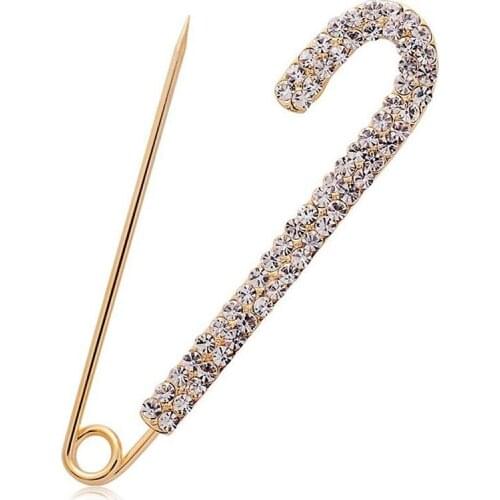 Sparkling Clear Crystals Alloy Long Pin Brooch Women Scarf Buckle Pin Simple Design Clothing Jewelry Accessories