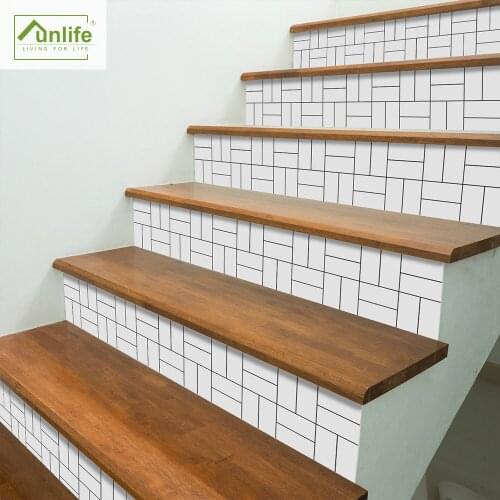 Funlife® Basket Wave Stair Stickers Waterproof Self-adhesive Bathroom Decor Anti-Slip Stairway Floor Stickers for Living Room