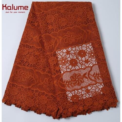 Kalume Latest Nigerian Water Soluble Cord Lace Fabric Beads African Guipure Cord Lace Fabric For Nigerian Wedding Party 2193