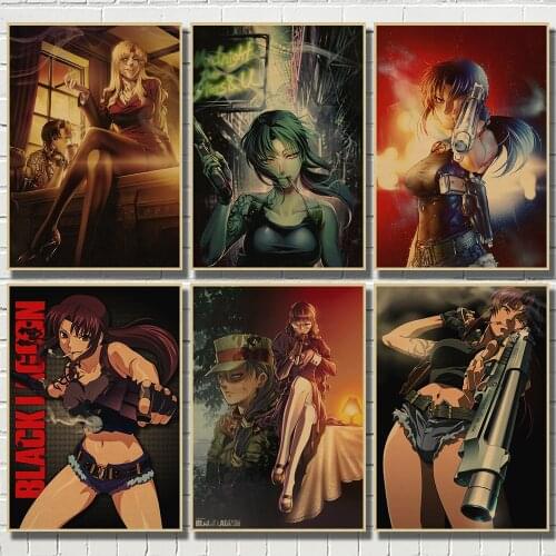 WTQ Canvas Painting Classic Movie Anime Posters BLACK LAGOON Retro Poster Wall Decor Wall Art Picture Room Decor Home Decor
