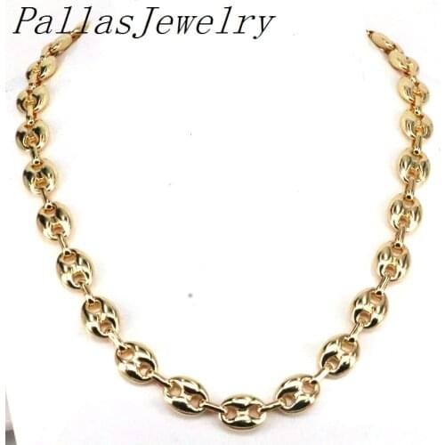 3Pcs Hip Hop Gold Coffee Beans Cuban Link Chain Choker Necklaces for Women Rock Punk Jewelry