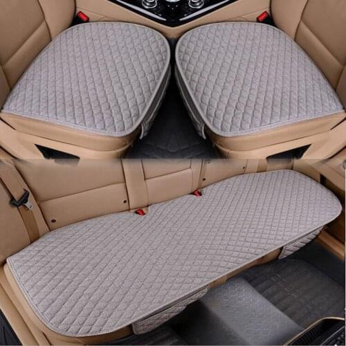 Flax Car Seat Covers Front/Rear/ Full Set Choose Car Seat Cushion Linen Fabric Seat Pad Protector Car Accessories Anti-Slip