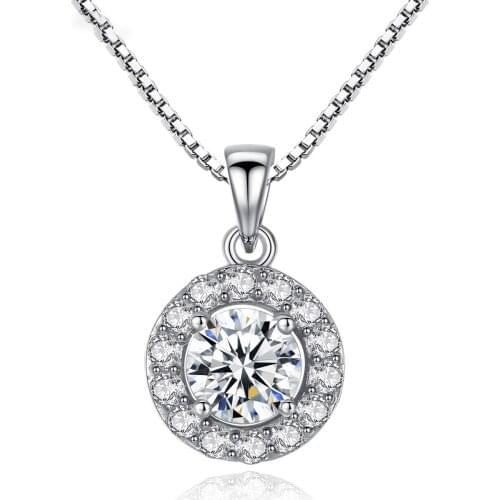 MetJakt S925 Sterling Silver Disc-shaped Inlaid Zircon Fashion Ladies Necklace
