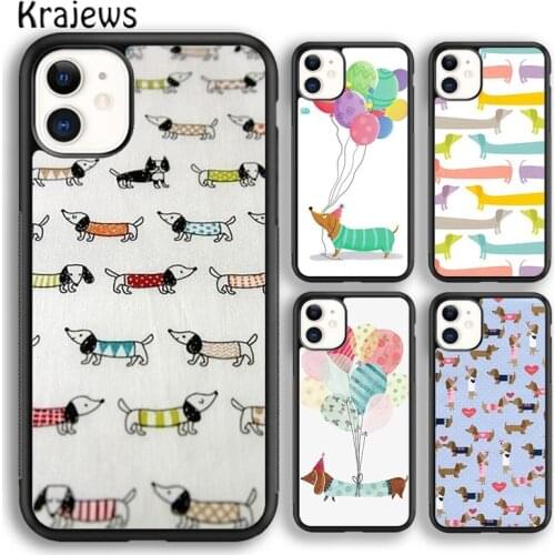 Krajews Cartoon Dachshund Sausage Dog Phone Case Cover For iPhone 5s SE 2020 6s 7 8 plus X XS XR 11 12 mini pro max coque Shell