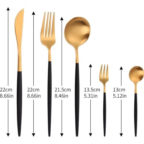 Flatware Set 5 Pieces Cutlery Set Stainless Steel Dinnerware Black Golden Fork Spoon Knife Birthday Gift Zero Waste Table Spoons