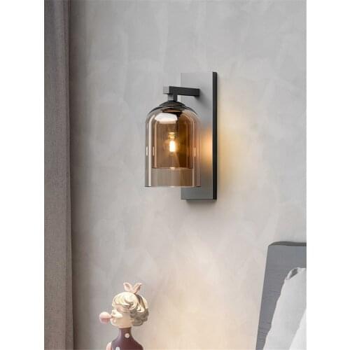 Nordic Luxury Double Glass Wall Lamps Villa Living Room TV Background Lighting Hotel Corridor Aisle Bedroom Bedside Wall Lights