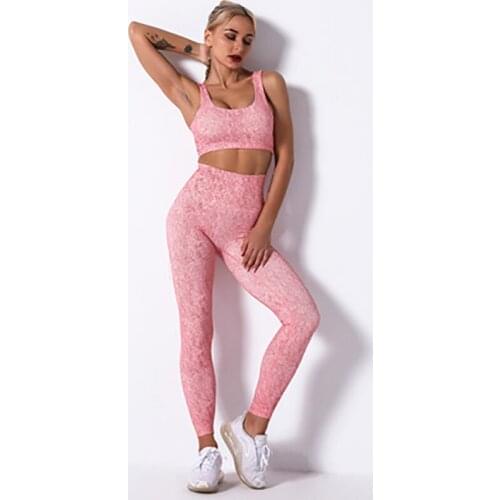 2021 New Printed High-Waist Buttocks Sweat-Absorbent And Quick-Drying Sport Bra Yoga Womens Fitness Suit 6211