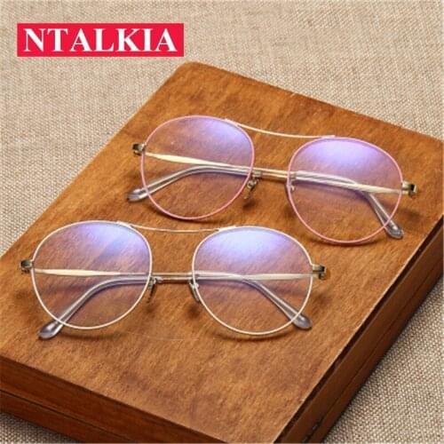 New Double Beam Women Eyeglasses Transparent Round Womens Goggles Glasses Optical Clear Lens No degree Eyewears Myopia Frame