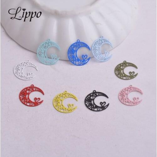 100pcs AC2806 10mm*12mm Moon Charms Moon and Heart Small Articles Pendants Diy Jewelry Findings