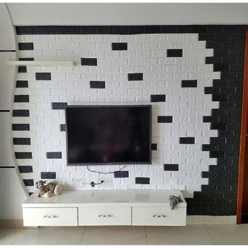 Self-Adhesive PE Foam Wallpaper Waterproof 3D Brick Pattern Paper with Glue Rustic Kitchen Living Room Wall Decoration Sticker