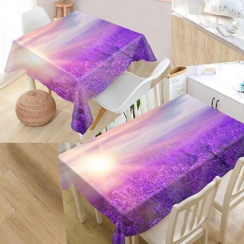 Lavender Flowers Custom Table Cloth Oxford Fabric Rectangular Waterproof Oilproof Table Cover Family Party Tablecloth