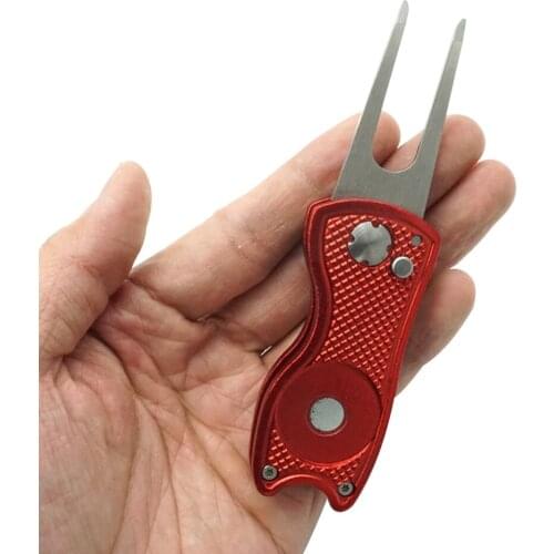Foldable Golf Divot Tool Stainless Steel Switch blade Pitch Groove Cleaner Pitchforks with Golf Ball Marker Golf Accessories