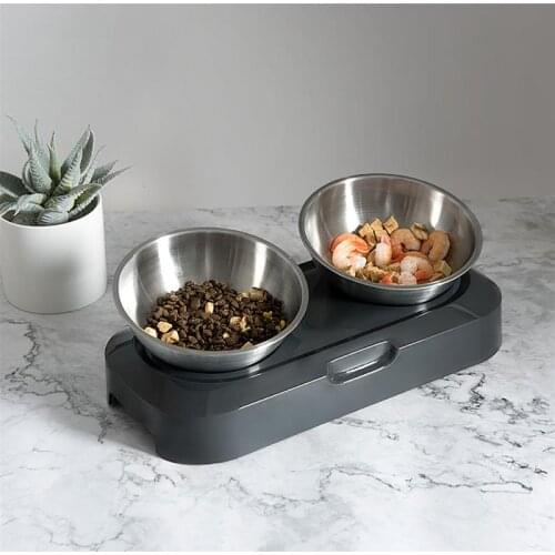 Dog Cat Bowls Stainless Steel Travel Footprint Feeding Feeder Water Bowl Tilting Cat Food Bowl Cat Pet Single Double Feeder Bowl