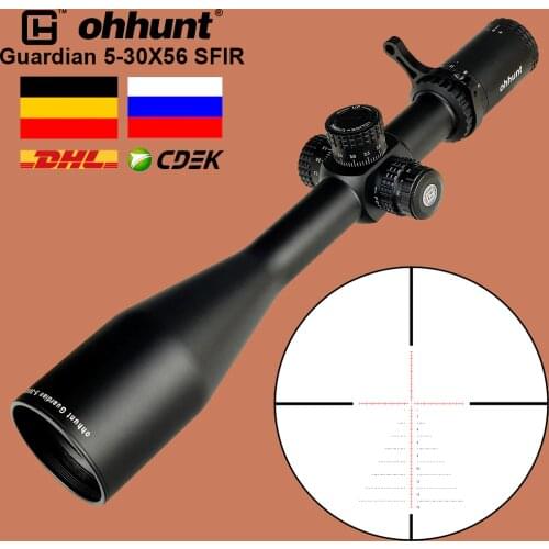 Ohhunt Guardian 5-30X56 SFIR Hunting Riflescope Glass Etched Reticle Red Illuminate Tactical Optics Sight Scope with Lock Turret