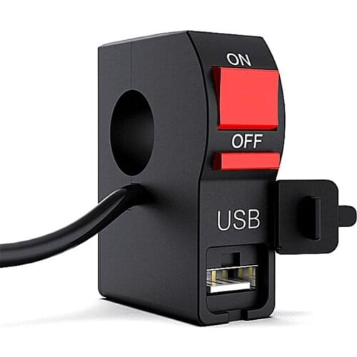 22mm 7/8" Universal Motorcycle Handlebar Start Flameout Switch ON OFF Button With USB Charger For Yamaha ATV 4 Wire Connectors