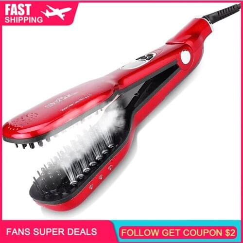 Steam Hair Straightener Brush Titanium Ceramic Flat Iron Professional Electric Hair Comb Fast Steampod Hair Straightener Irons