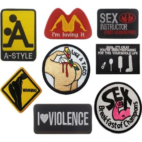 Embroidered Sex Adult Joke Funny Patch A-Style Dirty Sayings Military Patches Tactical Rock Punk Badge For Cloth Hat