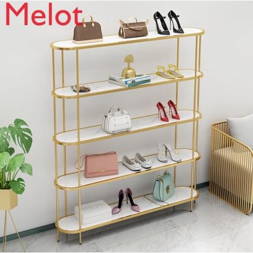 European-Style High-End Marble Household Golden Storage Rack Creative Display Stand Multi-Layer Storage Cabinet Oval