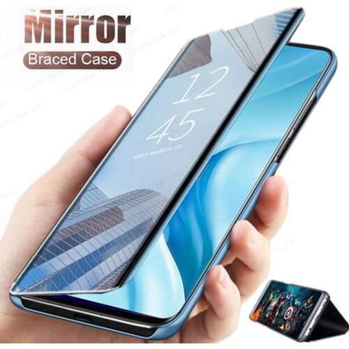 For Xiaomi Mi 11 Lite 5G 11i 10T Pro Lite Light Mirror leather Stand Phone Case For Redmi K40 Pro Smart Mirror Flip Cover