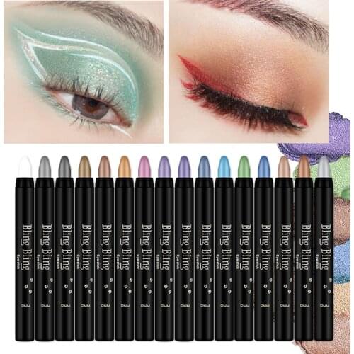 16Color Highlighter Eyeshadow Pencil Colorful Waterproof Glitter Nude Eye Shadow Makeup Pigment Cosmetics Pearlescent Eyeshadow