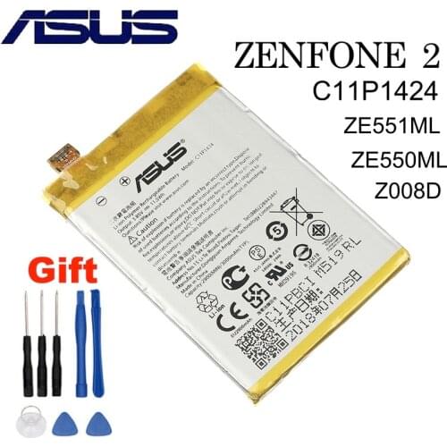 C11P1424 3000mAh Original Phone Battery For Asus ZenFone 2 ZE551ML ZE550ML Z00AD Z00ADB Z00A Z008D 5.5inch Free Tools