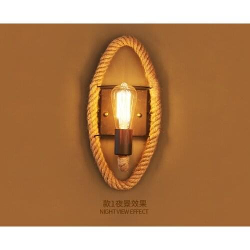 The American village corridor balcony stairs personality bar iron rope wall lamp