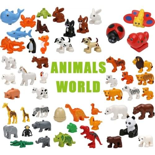Big Animal Figures Compatible big Size Building Block DIY Cartoon Animal Brick Educational Toy For Children Xmas Gifts