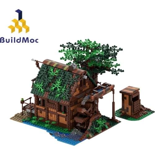 Buildmoc Medieval Village Tree House Architecture 1426PCS MOC Model Building Blocks Toys for Children Toy Kids Gifts