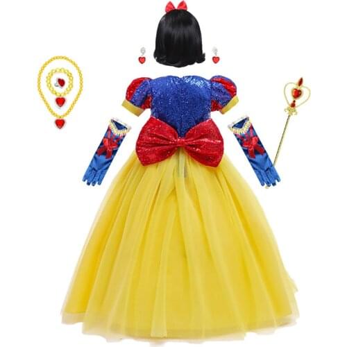 Girls Snow White Dress Kids Carnival Birthday Party Cosplay Princess Costume Children Fancy Disguise Deluxe Prom Party Gown