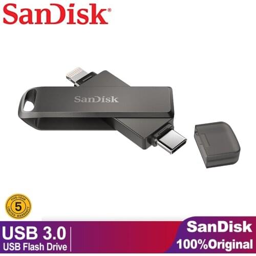 SanDisk Pendrive iXpand Flash Drive Luxe 128GB 64GB 256GB Mini ixpand iphone Metal Memoria USB C Flash Drive Lightening Pendrive