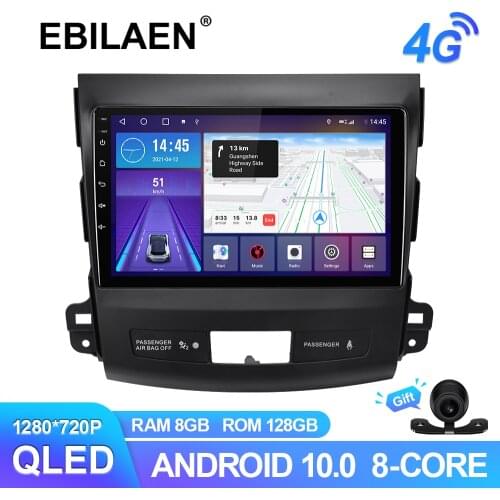 EBILAEN Android 10.0 Car Radio Player For Mitsubishi Outlander xl 2005-2014 Multimedia GPS Navigation Headunit 6G 128G QLED RDS