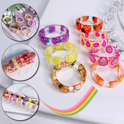 Korea Fashion Vintage Simple Aesthetic Acetate Colorful Acrylic Thick Round Rings For Women Girls Jewelry Accessories Gifts 2021
