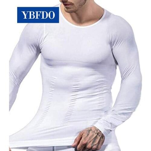 YBFDO Mens Slimming Shaper Posture Long sleeve Compression Body Building Fat Burn Chest Male Belly Abdomen For Corrector Corset