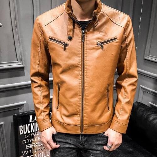 PU Spring Autumn Men Fashion Motorcycle Leather Jacket fit Coat Casual Zipper jacket Plus Size M L XL XXL XXXL