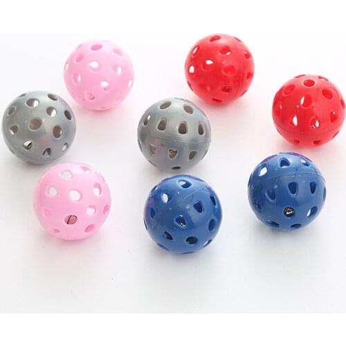 Legendog 4pcs Plastic Small Cat Pet Toy Cat Toys Hollow Out Round Pet Colorful Playing Ball Toys With Small Bell Cat Products