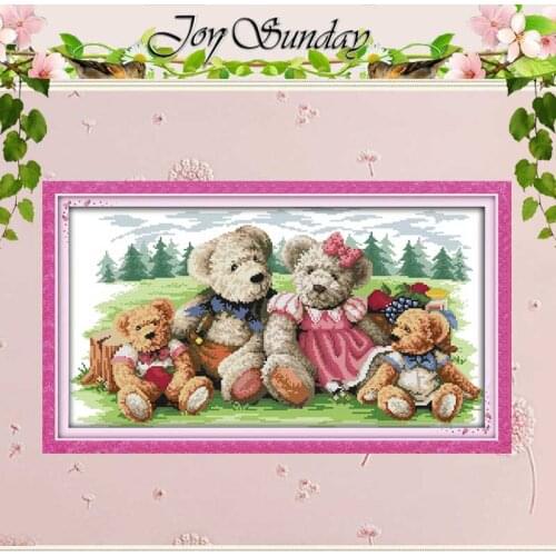 Bear Family(2) Counted 11CT 14CT Unfinished Cross Stitch wholesale Cross Stitch Kits for Embroidery Home Decor Needlework Crafts