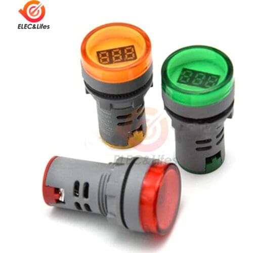 60-500V AC Mini Digital Voltmeter Signal Lamp LED Digital Display Gauge Volt Voltage Meter Indicator Lights Tester 110V 220V