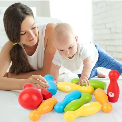 Kids Bowling Bottle Set Wooden Toys Leisure Sports Entertainment Bowling Set Kid Outdoor Fun Colorful Sports Education Toy