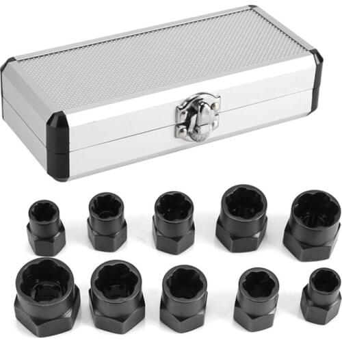 10pcs 9-19mm Broken Bolt Removal Kit Damaged Nut Bolt Remover Stud Extractor Set TN88