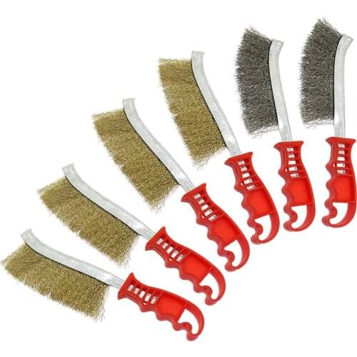 6 pieces of wire scraping brush set, stainless steel automobile copper wire brush, cleaning welding slag derusting brush