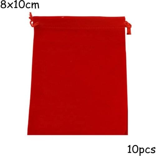 New 10 Drawstring Velvet Jewelry Bags Wedding Party Favor Gift Pouch Red Wedding Banquet Festive Supplies