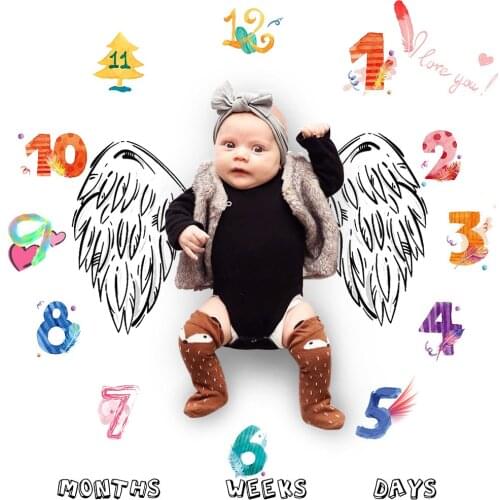 Newborn baby Monthly Growth Milestone Blanket Photography Props Background Cloth Calendar Rug Mat Photo Accessories