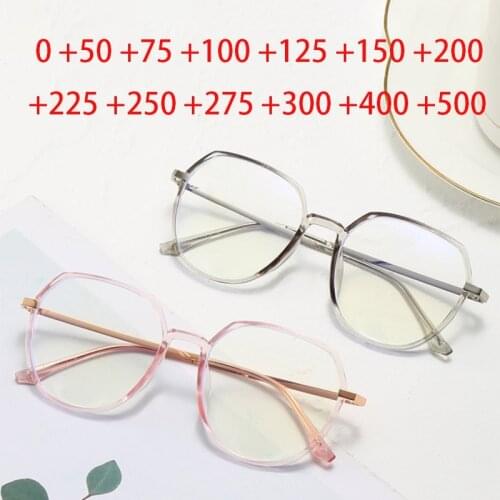 Men Big Polygon Magnifier Reading Glasses Women Transparent Frame Eyeglasses Diopter +0.5 +1 +1.5 +2 +2.5 +3 +3.5 +4 +4.5 +5 +6