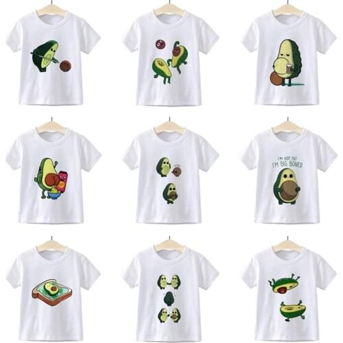 2021 Girl Boys Clothes Avocado Cute Retro Graphic Children T-shirt Trendy Aesthetic Hipster Kawaii Kids T Shirt