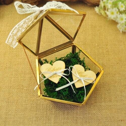 Personalized Glass Wedding Ring Box, Rustic Wedding Ring Holder Box Proposal Engagement Ring Box Wedding Decor
