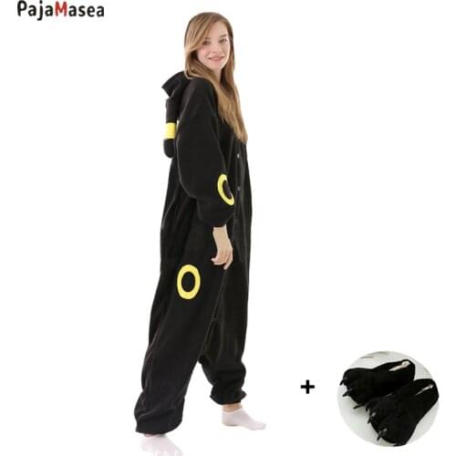 PAJAMASEA Funny Men Black Elves Cartoon Pyjamas Animal Onesie Adults Women Men Couple One-Piece Cosplay Costume Raccoon Kigurumi