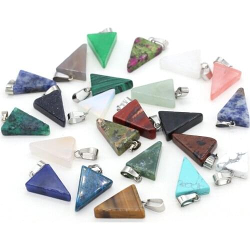 Natural Semi-precious Stone Pendants Triangle Agates Crystal Charms Pendant for Jewelry Making DIY Supplies Fit Necklace Earring