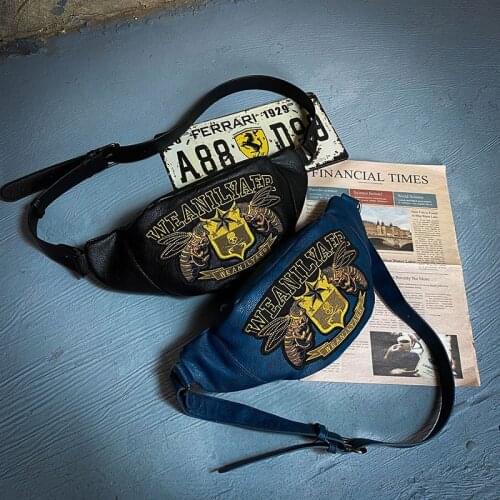 2020 Men Crossbody Bag Casual Waist Pack Leather Pouch Men Hip Waist Bags Phone Pouch Unisex Chest Bag Trendy Male Belt Pack